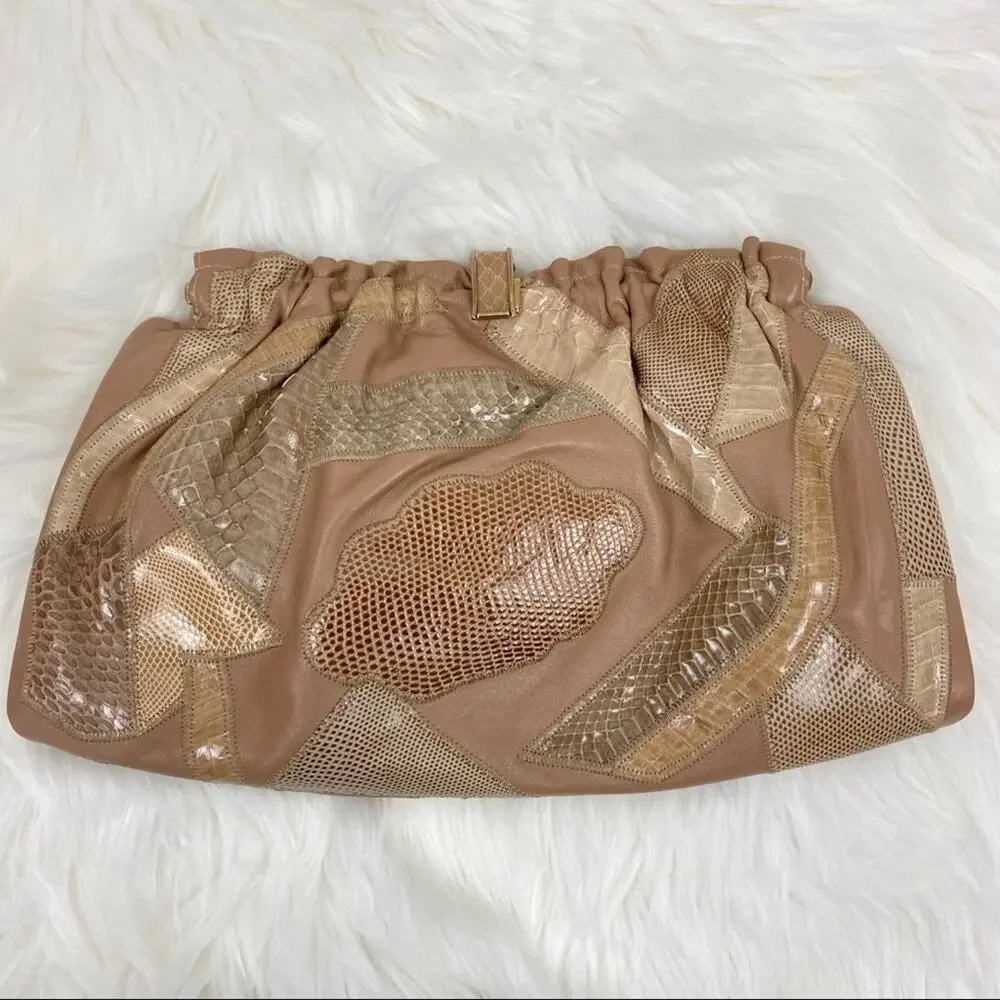 Vintage Bags by Varon shoulder/clutch leather patchwork